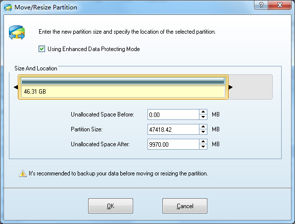 Move/Resize Partition