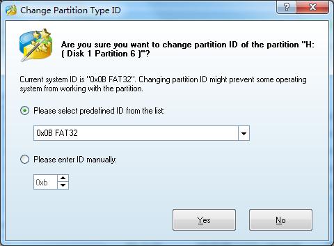 Change Partition Type ID