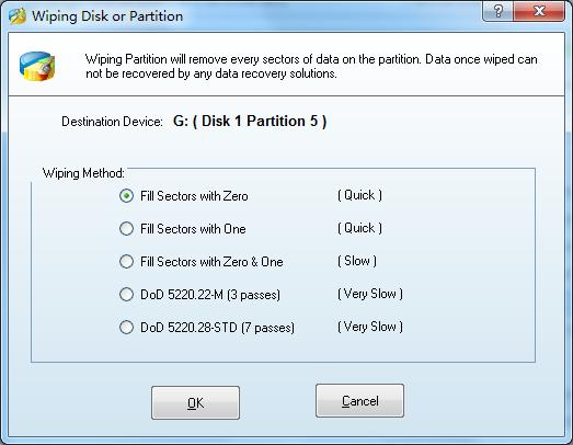 wiping disk or partition